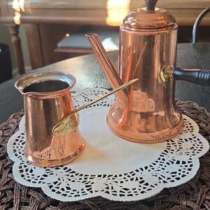 Vintage Coppercraft Guild Copper Turkish Style Coffee/Chocolate Pot with Side Wo